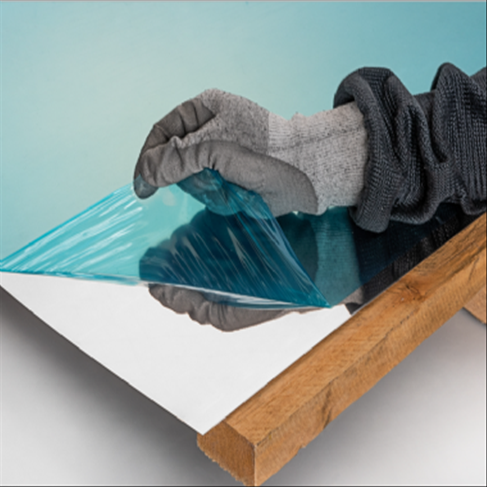 Chapa 304 Polida Comprimento - 2000 mm, Espessura - 1,0 mm com PVC Laser